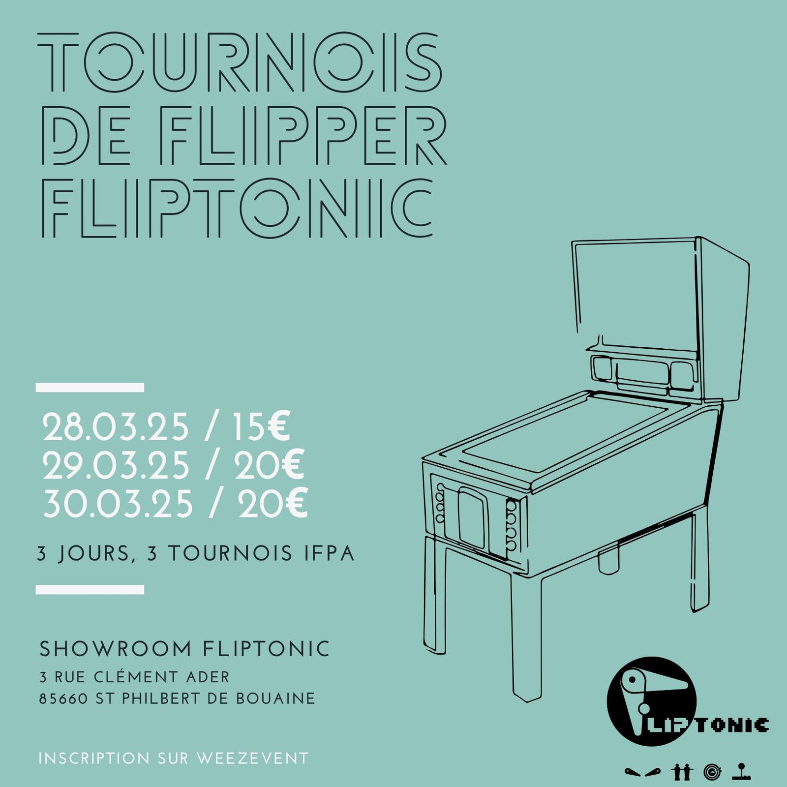 Tournoi de flipper Fliptonic 28 au 30 mars 2025